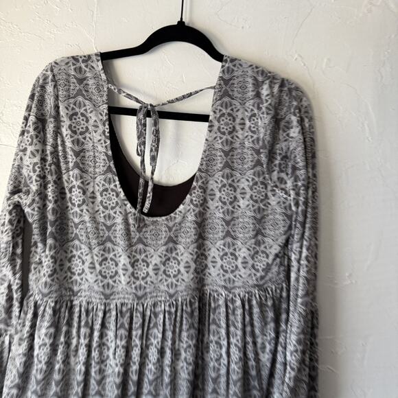 Sea Gypsies Dress Womens Medium‎ Long Sleeve Boho Mini Ruffle Hem Tie Back - Picture 5 of 10